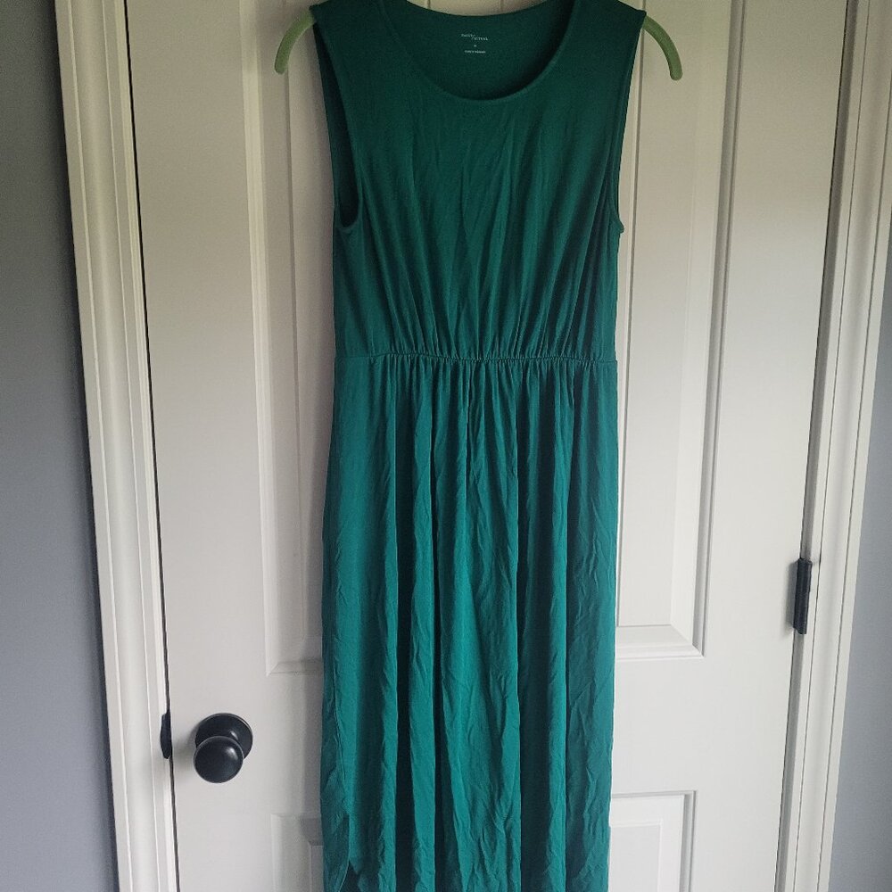 Green Dress Soft Lightweight Cotton Stretchy Material Size M Daily Ritual